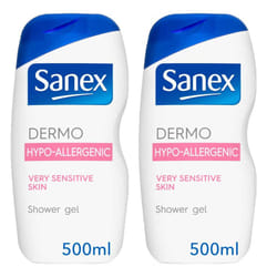 Sanex Dermo Hypoallergenic Bath and Shower Gel 500 ml Pack of 2