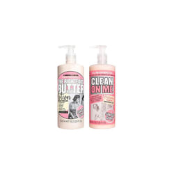 Soap and Glory The Righteous Body Butter Lotion Bundled with Clean on Me Creamy Clarifying Shower Gel 500 millilitre Hand Pumps