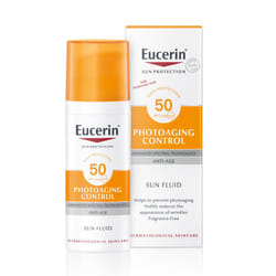 Eucerin Photoageing Control Sun Fluid SPF 50+ 50ml, Advanced Protection from Sun-Induced Photoageing and Wrinkles, Anti-Age Facial Sunscreen with UV