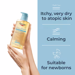 Eucerin AtoControl Bath & Shower Oil 400ml, Soap-Free and Fragrance-Free Body Cleansing Oil, Enriched with Omega-3 and Omega-6, Soothes and Protects
