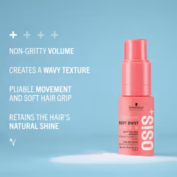 Schwarzkopf Professional OSiS Soft Dust Hair Volume Powder For Hair Styling Non Gritty Volume Subtle Wavy Texture Pliable Movement Soft Hair Grip