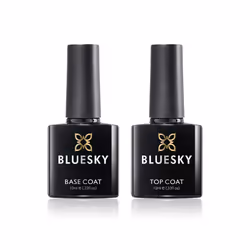 Bluesky Gel Nail Polishes Base and Gel Top Coat, Soak Off LED UV Gel Nail Polish Set, Long Lasting Shiny High Gloss Finish Cl ...