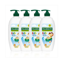 Palmolive Naturals Kids Shower Gel 4x750ml pump vitamin E body wash to nourish skin, leaves skin feeling soft, with plantbased almond milk,