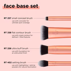 Real Techniques Face Base Makeup Brush Kit, For Concealer, Foundation, & Contour, Works With Liquid, Cream & Powder Products, Staples For Blending &