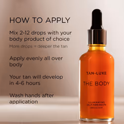 Tan-Luxe THE BODY Self Tan Drops, Medium/Dark (15 ml) Add Tanning Drops to Skin Care for Custom Body Tan, Cruelty Free & Vegan