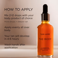 Tan-Luxe THE BODY Self Tan Drops, Medium/Dark (50 ml) Add Tanning Drops to Skin Care for Custom Body Tan, Cruelty Free & Vegan