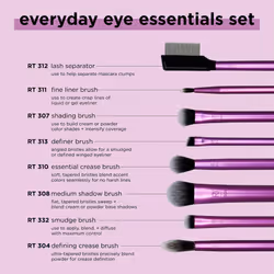 Real Techniques Everyday Eye Essentials Makeup Brush Set, Eye Brushes for Liner, Eyeshadow, Brows, and Lashes, Travel, Friendly, Synthetic Bristles,