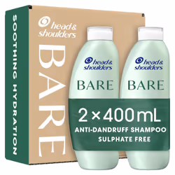 Head & Shoulders Anti dandruff Shampoo, Soothing Hydration Sulphate free, 2 x 400 ml, Duo Pack. Bare Shampoo For Dry Itchy Fl ...