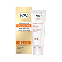 RoC - Soleil-Protect Anti-Wrinkle Smoothing Fluid SPF50+ - UVA/B Protection - Hypoallergenic Sunscreen - 50 ml