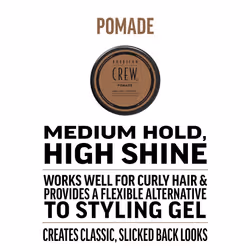 American Crew Pomade with Medium Hold and High Shine, Gifts for Men, for Shape and Control, Water-Based Pomade, Hair Styling for Men - 85 g