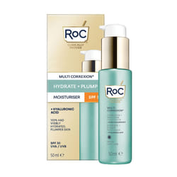 RoC - Multi Correxion Hydrate + Plump Moisturiser SPF30 - Anti-Wrinkle Treatment - UVA/UVB Protection - Reduces Linse & Wrinkles - Daily Sunscreen
