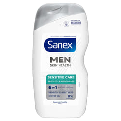 Sanex Men Skin Health Sensitive Care Shower Gel 400ml x 6 - men?s body wash - protects skin - helps reduce risk of irritation - enhances natural