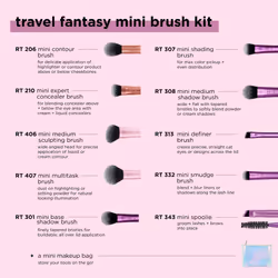 Real Techniques Travel Fantasy Mini Brush Kit, Makeup Brushes For Eyeshadow, Highlight, Contour, Powder, and Concealer, Travel-Sized Brushes and