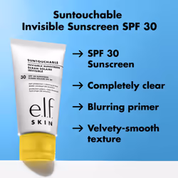 e.l.f. SKIN Suntouchable Invisible SPF 30, Lightweight, Gel-Based Sunscreen For A Smooth Complexion, Doubles As A Makeup Primer, Vegan & Cruelty-Free,