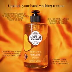 Imperial Leather Refreshing Hand Wash, Mandarin & Neroli, Antibacterial, Signature Oil Blend, Gentle Skin Care, Bulk Buy, Pack of 6 x 500ml