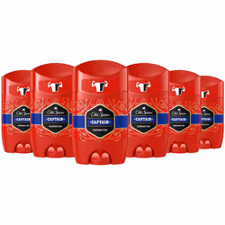 Old Spice Captain Deodorant Stick For Men 6x50 ml, 48H Fresh, 0% Aluminium Salts, Anti-White Marks and Yellow Stains