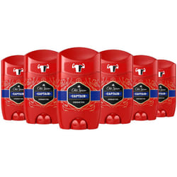 Old Spice Captain Deodorant Stick For Men 6x50 ml, 48H Fresh, 0% Aluminium Salts, Anti-White Marks and Yellow Stains