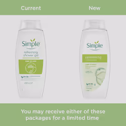 Simple Kind to Skin Refreshing Shower Gel Body Wash with cucumber extracts and pro-vitamin B5 for sensitive skin 6x 450 ml