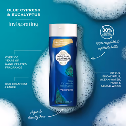 Imperial Leather Blue Cypress & Eucalyptus Invigorating Body Wash Shower Gel Signature Oil Blend, Creamy Lather, Gentle Skin Care, Bulk Buy, Pack of