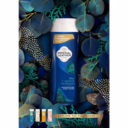 Imperial Leather Blue Cypress & Eucalyptus Invigorating Body Wash Shower Gel Signature Oil Blend, Creamy Lather, Gentle Skin Care, Bulk Buy, Pack of