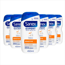 Sanex Body Wash Expert Skin Health Sensitive Shower Gel Dermatologist Tested Gentle For Sensitive Skin Multipack 6 Pack 450ml Bottle