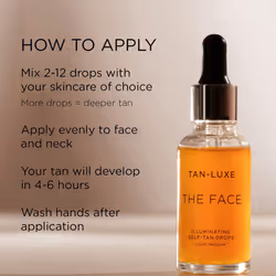 Tan-Luxe THE FACE Self Tanning Drops, Light/Medium (10 ml) Add Tanning Drops to Skin Care for Custom Face Tan, Cruelty Free & Vegan