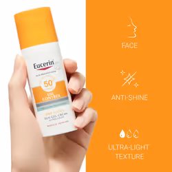 Eucerin Oil Control Sun Gel-Cream Dry Touch SPF 50+ 50ml, Unscented Sun Protection Gel for Sensitive, Oily and Acne-Prone Skin, Fast-Absorbing