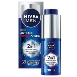 NIVEA MEN Anti-Age 2in1 Power Serum (30ml), Hydrating Serum with Luminous 630 and Hyaluronic Acid, Reduces Deep Wrinkles and Dark Spots for