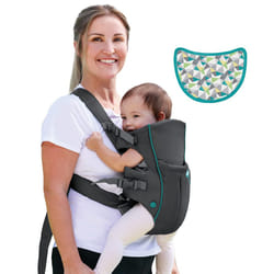 INFANTINO Swift Classic Carrier ? ergonomic baby carrier with 2 carrying positions and bag, grey adjustable baby carrier with hip seat and front