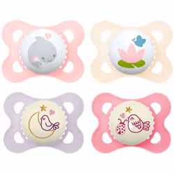 MAM Day & Night (2+2) SkinSoft Silicone Soothers 0-6 months, 4 pieces, 2 travel boxes