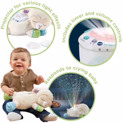 VTech Baby 3-in-1 Starry Skies Sheep Soother, Soft Toy for Babies with Night Light Projector, Nature Sounds, White Noise & Songs, Gift for Babies 0,