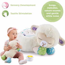 VTech Baby 3-in-1 Starry Skies Sheep Soother, Soft Toy for Babies with Night Light Projector, Nature Sounds, White Noise & Songs, Gift for Babies 0,