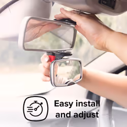 Diono See Me Too Rear View Baby Mirror for Car, Fully Adjustable with Wide Crystal Clear View, Shatterproof, Crash Tested