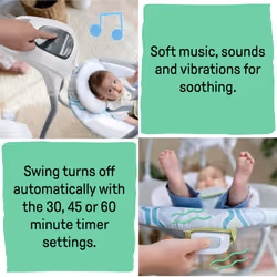 Ingenuity SimpleComfort Lightweight Compact 6-Speed Multi-Direction Baby Swing, Vibrations & Nature Sounds, 0-9 Months 6-20 lbs (Everston)