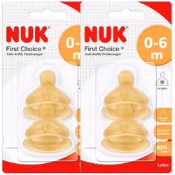 Nuk 10120014 Latex First Choice +, Size 1 (0-6 Months) M, Pack of 2 (2 x 2 blisters)