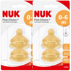 Nuk 10120014 Latex First Choice +, Size 1 (0-6 Months) M, Pack of 2 (2 x 2 blisters)