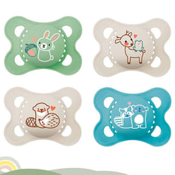 MAM SILICONE dummy 0-6 months, pack of 4 incl. 2 travel boxes