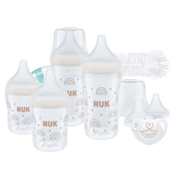NUK Perfect Match Perfect Start Baby Bottles Set | 0-6+ Months | Adapts to Baby's Palate | 4 x Anti Colic Baby Bottles, Dummy, Bottle Brush & More |