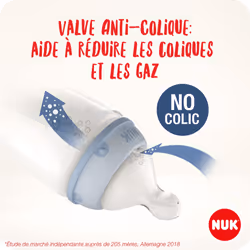 NUK First Choice+ Glass Bottle | 0-6 Months | Temperature Control | Silicone Teat | Anti-Colic Valve | BPA Free | 240ml