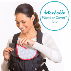 Infantino Swift Classic Carrier with Pocket - 2 Ways to Carry Black Carrier with Wonder Bib & Essentials Storage Front Pocket, Adjustable Back Strap,