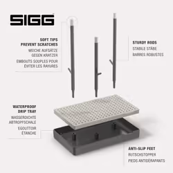 Sigg - Water Bottle Drying Rack Elara - with Non-Slip Feet & Waterproof Drip Tray - Scratch-Free Rubberized Holders - BPA-Free & Dishwasher Safe -