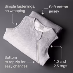 Tommee Tippee Baby Sleep Bag, The Original?Grobag, Hip-Healthy Design, Soft Cotton-Rich Fabric, 6-18m, 2.5 TOG, Sky Grey Marl
