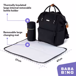 BabaBing! | Mani Baby Changing Bag Large Backpack with Adjustable Shoulder Straps | Multifunction Baby Bag Backpack with Detachable Changing Mat &