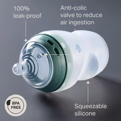 Tommee Tippee Baby Bottles, Natural Start Silicone Anti-Colic Baby Bottle with Slow Flow Breast-Like Teat, 260ml, 0+ Months, Self-Sterilising, Baby