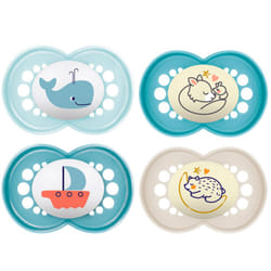 MAM SkinSoft Silicone Boys Soothers 6-16 months Day & Night , 4 pieces, 2 travel boxes