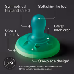 Tommee Tippee Breast-like Night Glow Dummy, Lightweight, One-Piece Silicone Design, 0-6m, 4 Pack