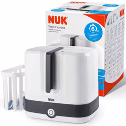 NUK Vario Express Bottle Steriliser | Steam Sterilises up to 6 Baby Bottles & Accessories in 6 Minutes | Auto Switch Off | Re ...