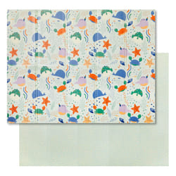 Nuby Foldable Reversible Play Mat - Easy Clean | Reversible | Waterproof | Suitable from Birth (Ocean Friends)
