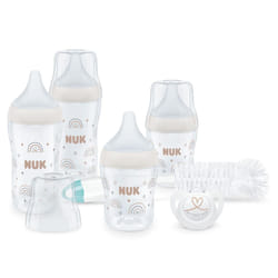NUK Perfect Match Perfect Start Baby Bottles Set | 0-6+ Months | Adapts to Baby's Palate | 4 x Anti Colic Baby Bottles, Dummy, Bottle Brush & More |
