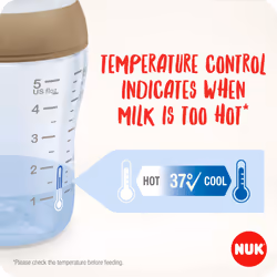 NUK Perfect Match Glass Baby Bottles Set | 3+ Months | Adapts to Baby's Palate | Temperature Control | Anti Colic Vent | 120 ml & 230 ml | BPA-Free |